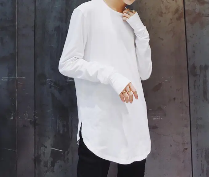 

M-4XL Sell Like Hot Cakes / Summer Men's New Fashion Long version of the single product long-sleeved casual loose T-shirt