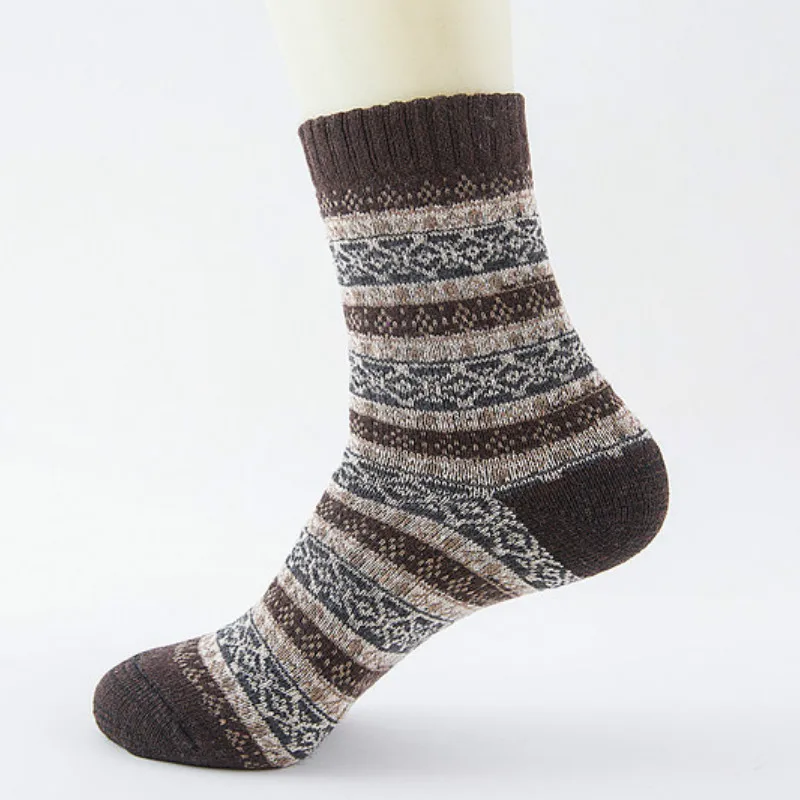 Зимние толстые теплые шерстяные носки в полоску Повседневные Calcetines Hombre Деловые