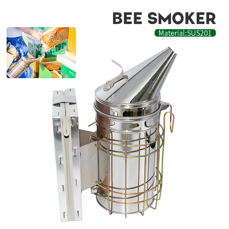

Brand Stainless steel Bee Smoker Manual Bee Smoker Stainless Steel Transmitter Kit Sprayer Beehive Equipment Beekeeping Tools