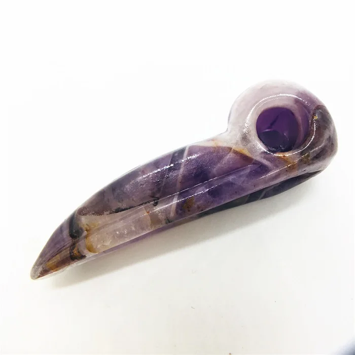 amethyst 6 см Природный Флюорит кристалл резьба ворона хрустальный череп рейки Целебный Камень драгоценный камень коллекция - Цвет: amethyst
