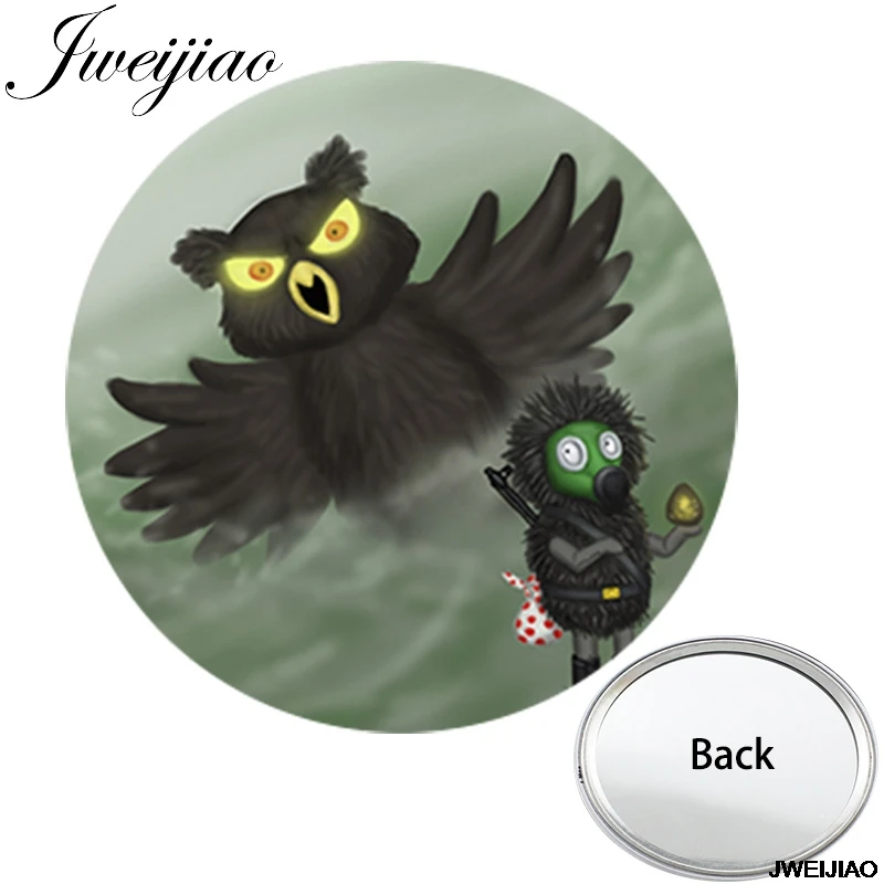 

JWEIJIAO Hedgehog In The Fog Evil Owl Pocket Mirror Mini One Side Flat Compact Portable Makeup Vanity Hand Mirrors
