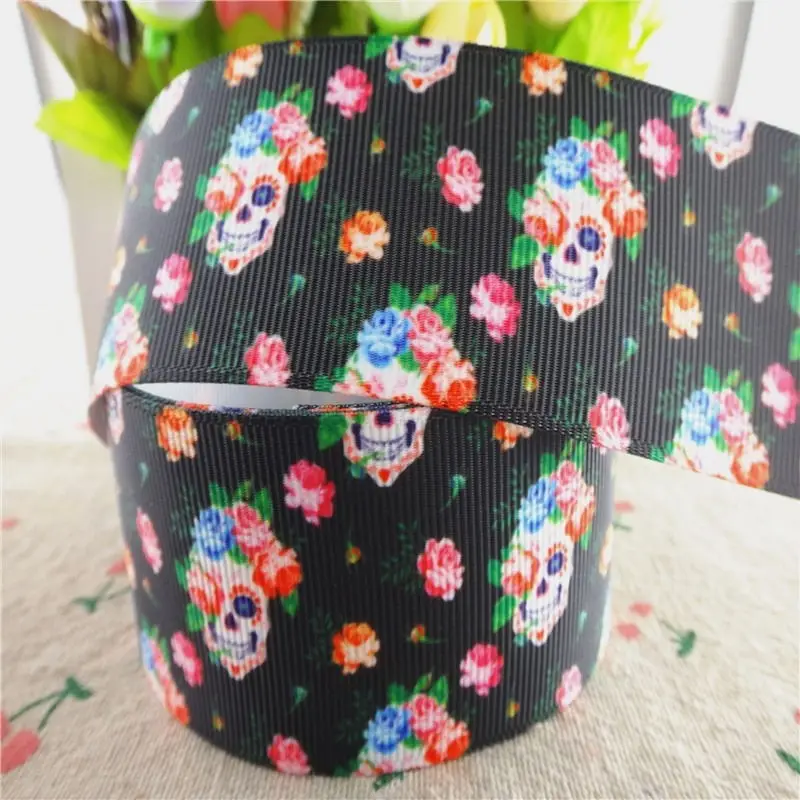 

18091902, 1" 25mm,1-1/2" 38mm 50 yards Halloween printed grosgrain ribbons DIY hair bows handmade materials