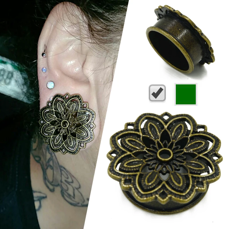 1 пара Латунь Новая мода затычки для ушей туннели мочки уха пирсинг Плоть Туннели