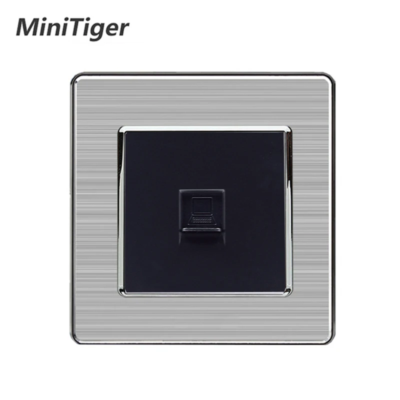 Розетка сетевая Minitiger RJ45 1 клавиша разъем из нержавеющей стали с матовой панелью
