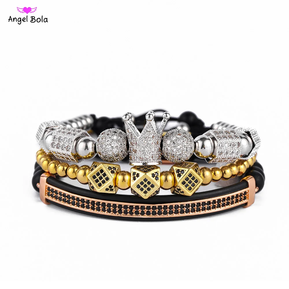 

Crown Bracelet Men Charms Luxury Gold Macrame Beads Bracelets For Women Pulseira Masculina Braided Mens Bracelets 2019