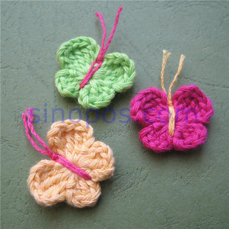 Шармы-бабочки ручной работы вязаные крючком украшения для рукоделия скрапбукинг