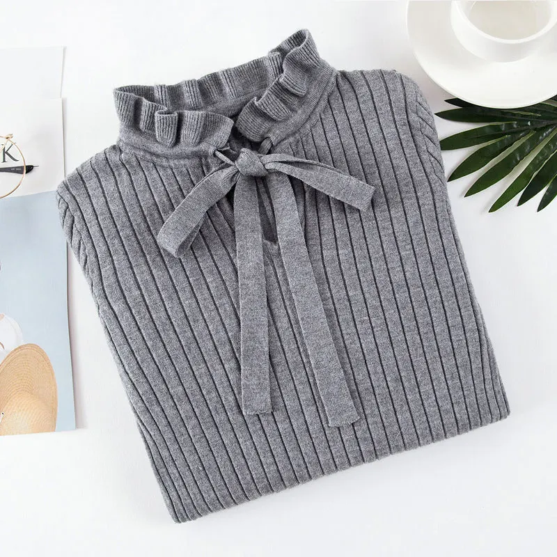 Casual Slim Sweater Women 2018 Autumn Spring Knitted Lace Up Flare Long Sleeve Ruffle Knitting Pullover Womens Sweaters | Женская одежда