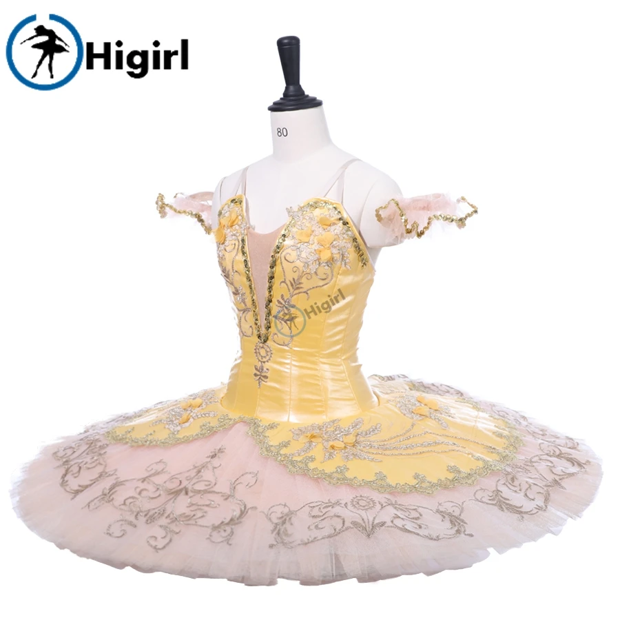 Профессиональный костюм пачка для взрослых BT9233 Gold Yelllow Спящая красивая балерина