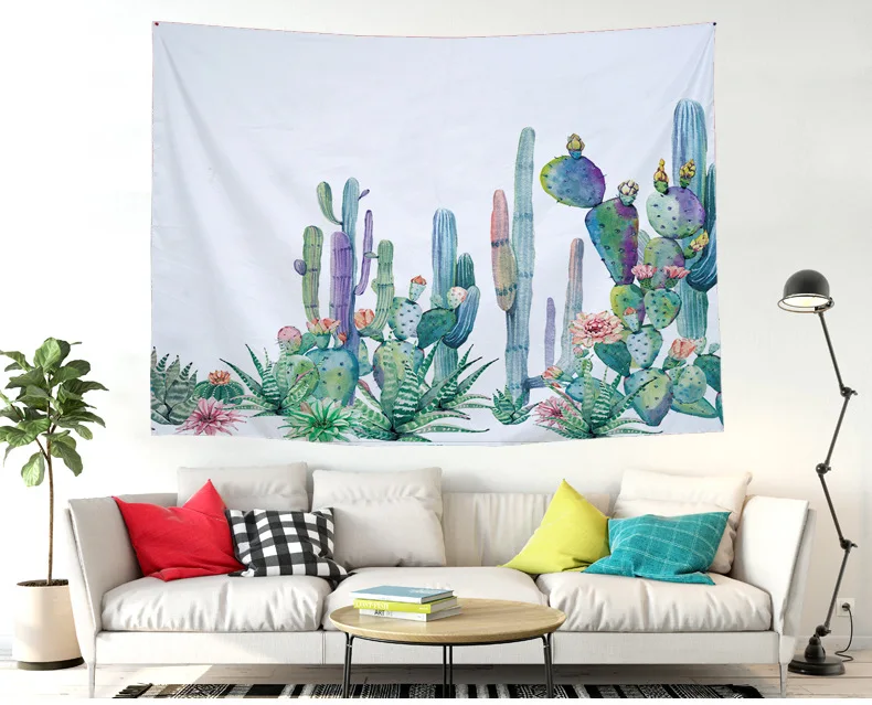 

mylb Cactus Watercolor Hanging Wall Tapestries Mandala Bohemian Tapestry Landscape Wallpaper Wall Art Shawl Throw