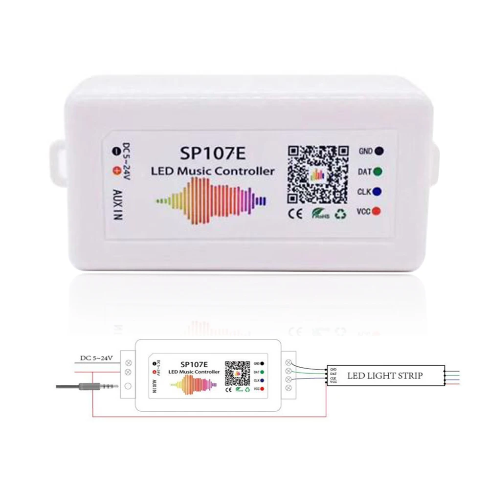 DC5V-24V SP107E светодиодный контроллер Bluetooth Музыка RGB SPI управление через приложение