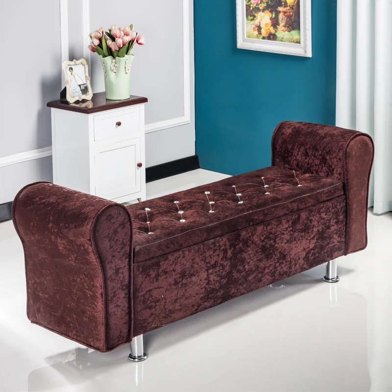 Multifunctional Storage Stool Chair Bedroom Bed End Stool Storage Bench Fabric Shoe Bench Household Sofa Bench Pouf Taburete - Color: F  L100 W40 H40