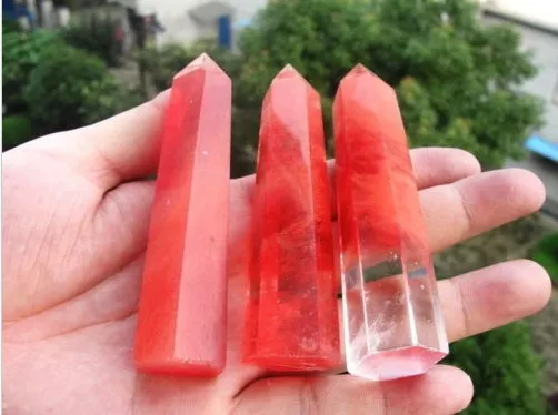 

3pcs (7-8cm) smelting red quartz crystal wand