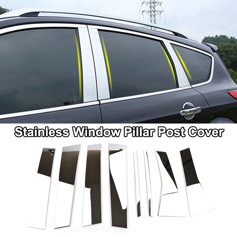 pillar post cover Для Ford Escape Kuga хромированный передний задний противотуманный светильник, дверная ручка, накладка на корпус, накладка, защита для украшения автомобиля - Цвет: pillar post cover