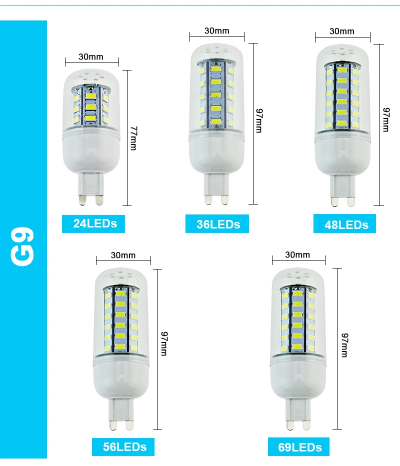Светодиодный Светодиодная лампа-кукуруза E27 E14 G9 светодиодный светильник 220V 110V светодиодный лампы светильник 24 36 48 56 69 светодиодный s люстры свечи ампулы Bombillas lampada