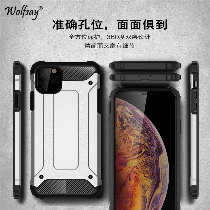 

For iPhone 11 Pro Max Case Shockproof Armor Silicone Hard PC Phone Bumper For iPhone 11 Pro Max Cover For iPhone 11 Pro Max 6.5'