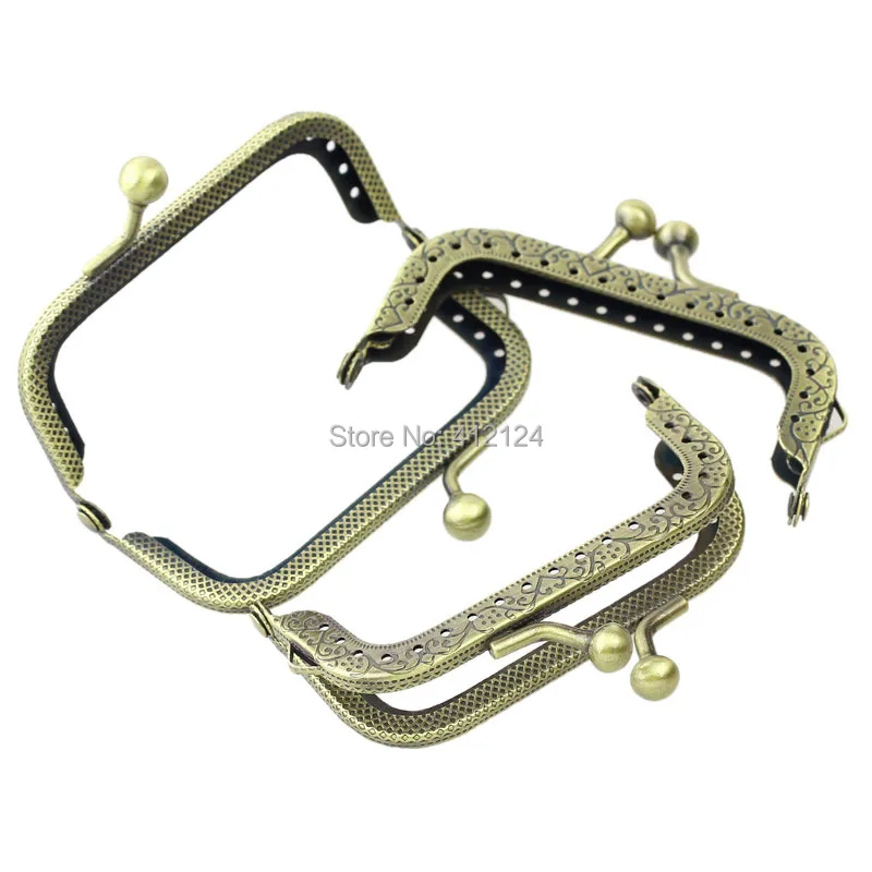 

10Pcs Kiss Clasp Lock Rectangle Metal Frame Bronze Tone For Bag Handbag Purse Handle DIY Findings 7.5cm