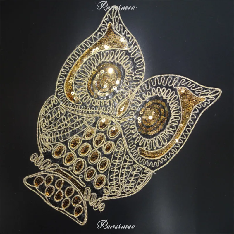 1 шт. блестки Золотая аппликация в виде совы одежда вышивка нашивка тканевая