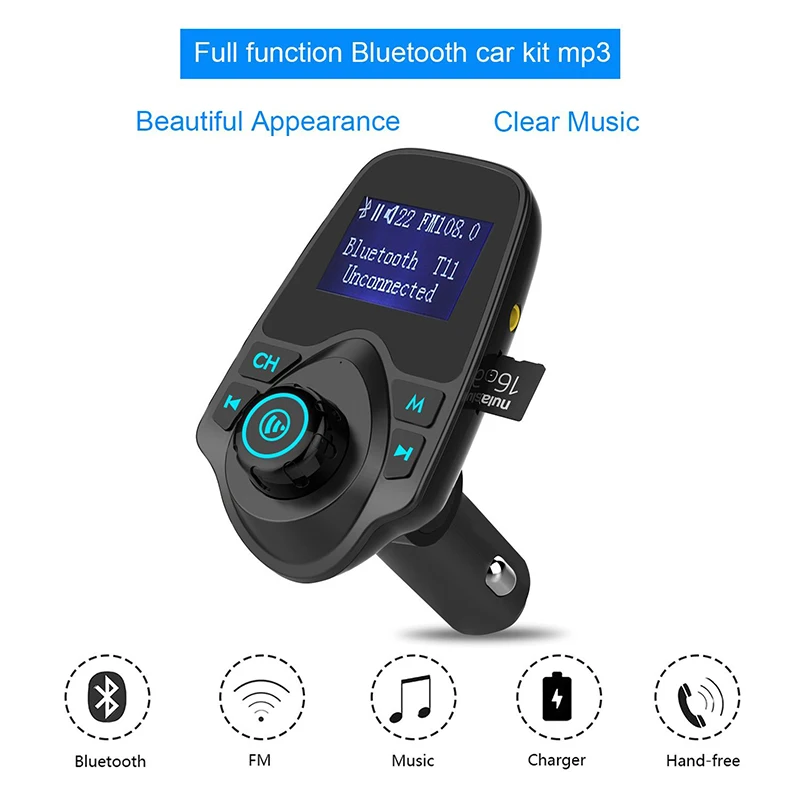 Беспроводной в автомобиле Bluetooth hands free kit стерео fm передатчик радио адаптер с