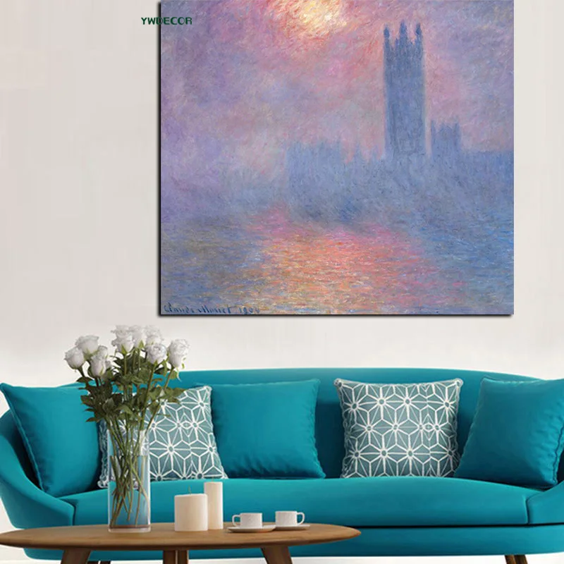 YWDECOR HD Печать Клода Моне зима утром здание картина маслом на холсте искусство