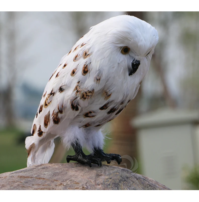 

large 33cm white coloured night owl toy model polyethylene & furs handicraft,decoration Christmas gift A0305