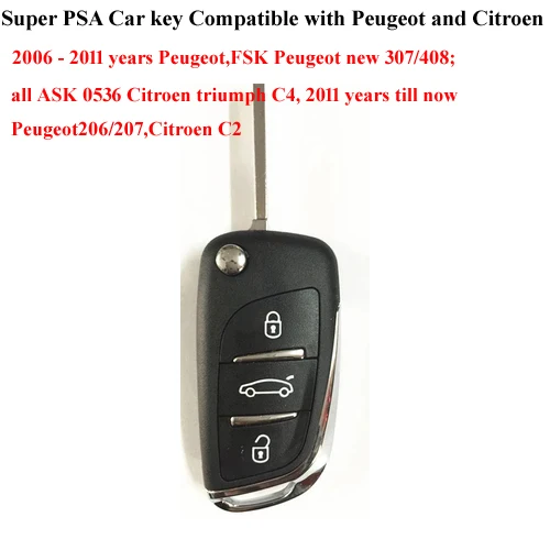 Супер PSA Автомобильный ключ совместим с peugeotandcitroen ключи 2006 2011 FSK Peugeo t 307/408 спросите
