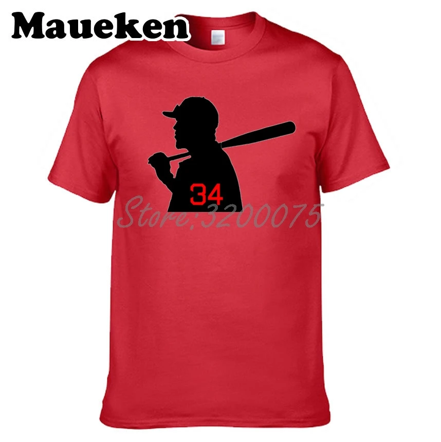 Мужская футболка с круглым вырезом Boston 34 David Ortiz Silhouette красного цвета подарок