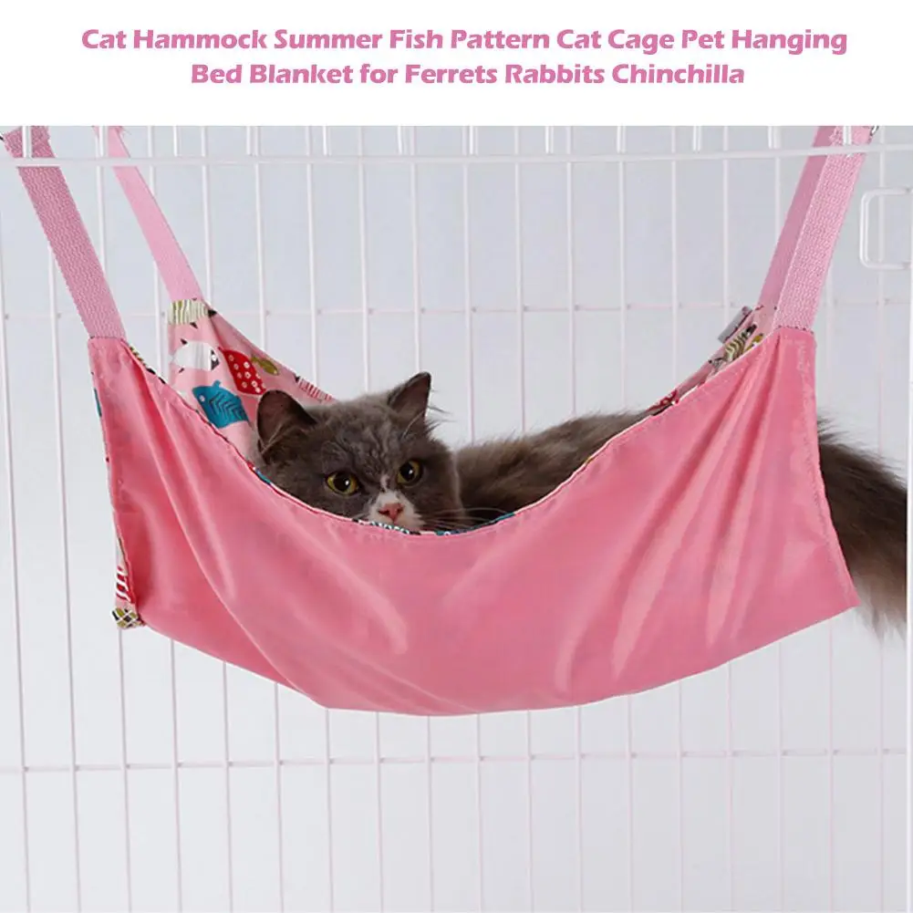 Кошка кровать кошка гамак Лето рыба узор клетка подвесная для питомца Одеяло Для