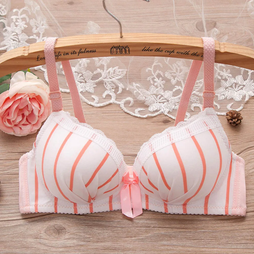 Летнее Полосатое Push Up бюстгальтеры для Для женщин удобные Беспроводной