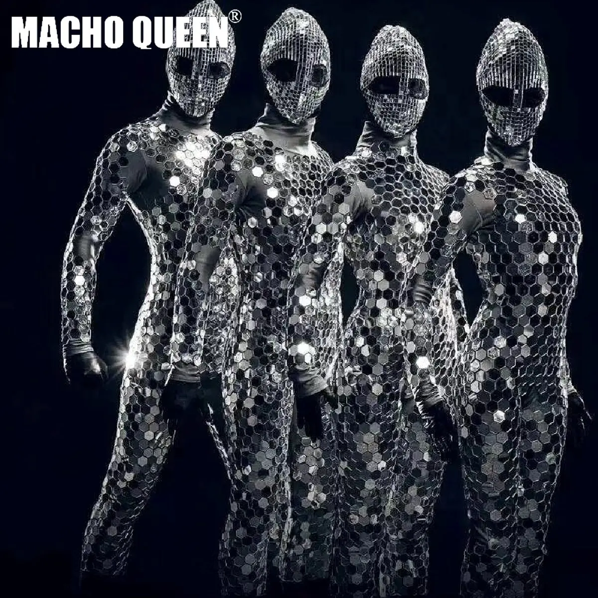 Полный комбинезон с зеркальной маской инопланетянина женские костюмы