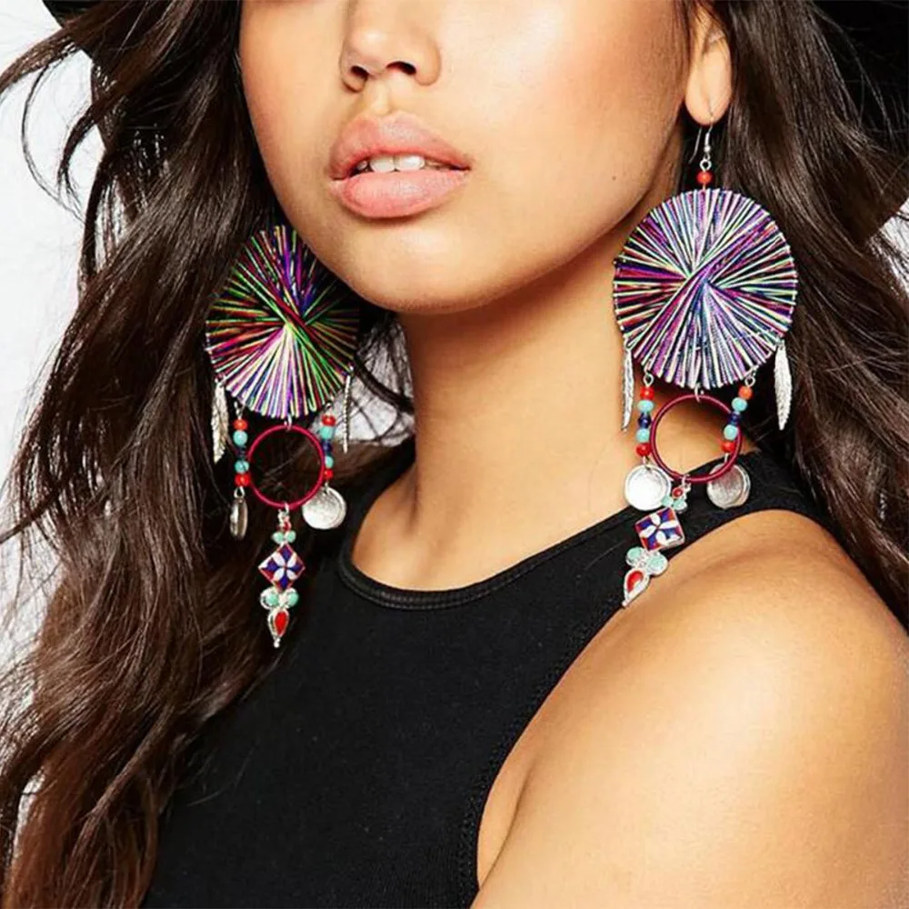 Новое поступление женские серьги из сплава с круглым носком в богемном стиле