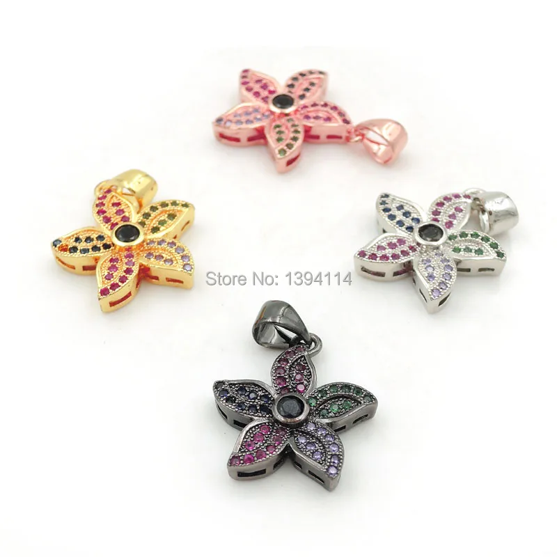 

18*16*3mm Micro Pave CZ Of Mixing Colors Cincfoil Charm Fit For Women As Necklaces Accessory