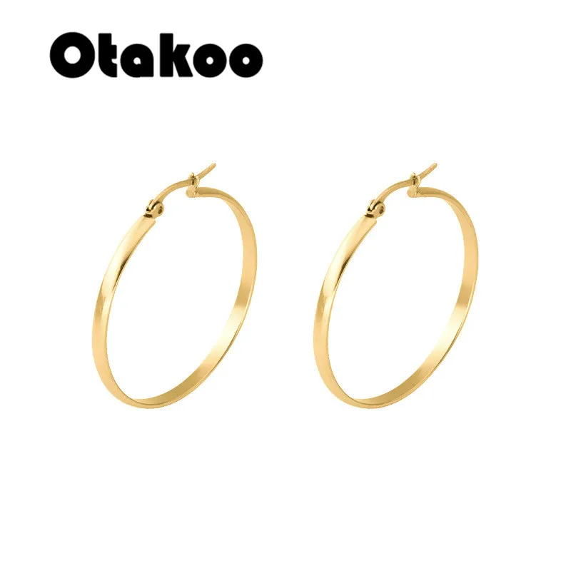 Otakoo Золотые серьги из нержавеющей стали 2018 женские маленькие или большие кольца