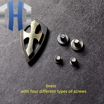 A brass EDC крест с винтовым щитом титановый сплав медь латунь фонарик клип складной нож кулон аксессуары нож бусины - Цвет: A brass
