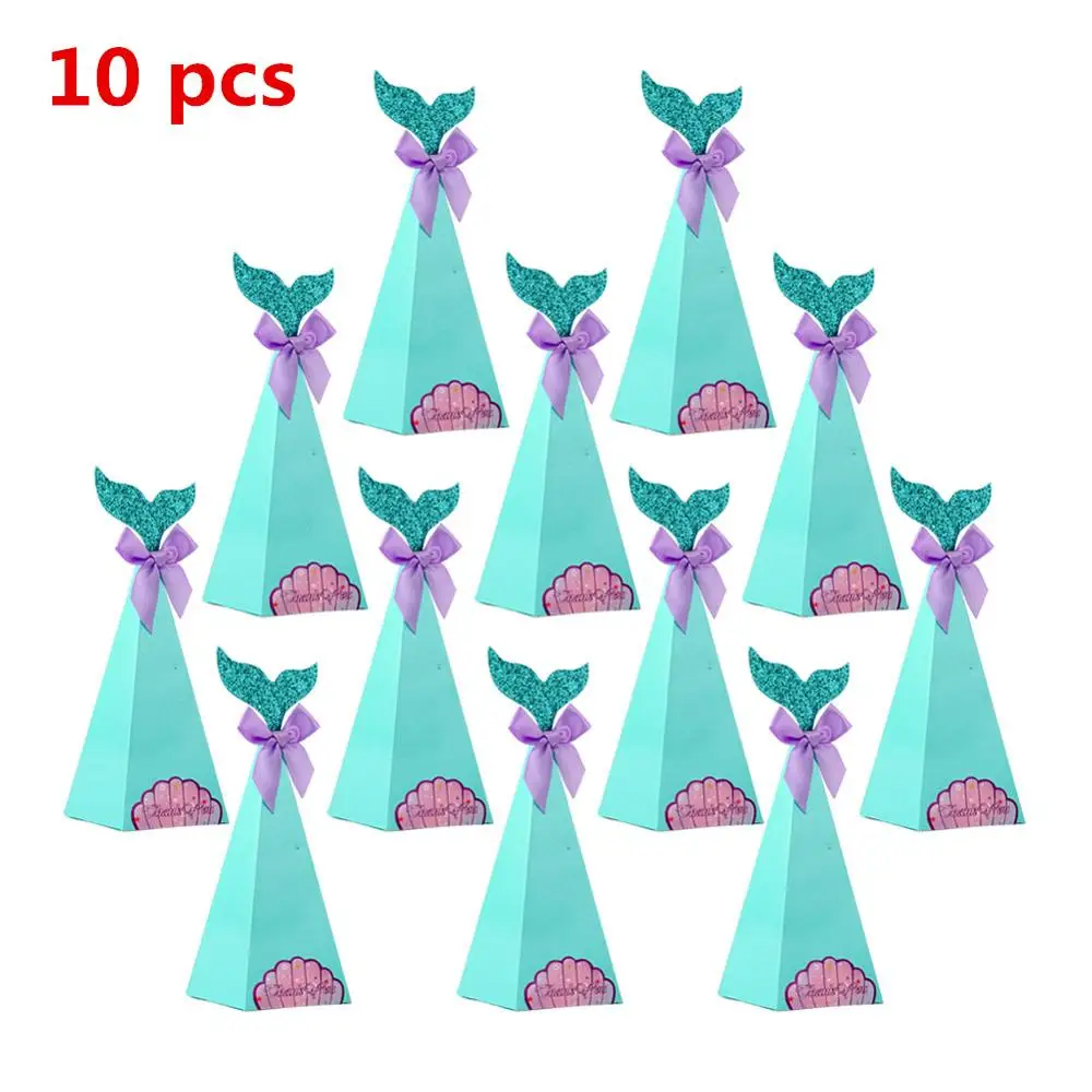 10pcs Mermaid Box OurWarm 12 шт Русалка Бумага конфеты подарочная коробка Висячие десертные сумки подарки девушки свадьба день рождения Русалка украшения для праздника - Цвет: 10pcs Mermaid Box