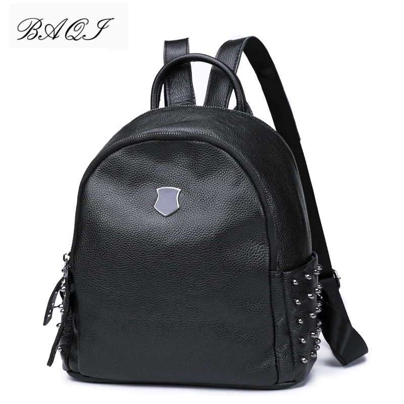 

BAQI Women Backpack 2019 Fashion School Bag Girls Genuine Leather Cowhide Shoulder Bags Women Travel Bag Casual Bagpack Mochila