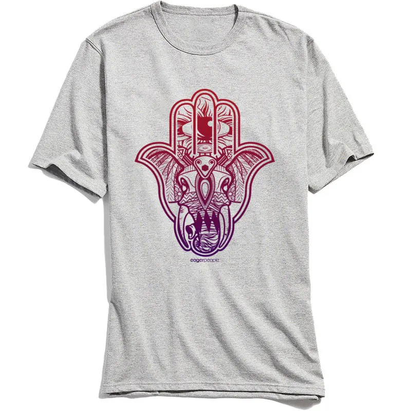 Мужская футболка с уникальным дизайном Hamsa Elephant облегающая летняя из чистого
