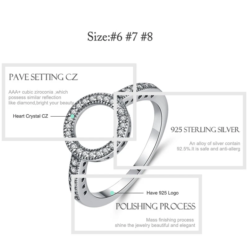 Подлинный ELESHE Real 925 Стерлинговое Серебро Forever Clear Круглый фианит для женщин