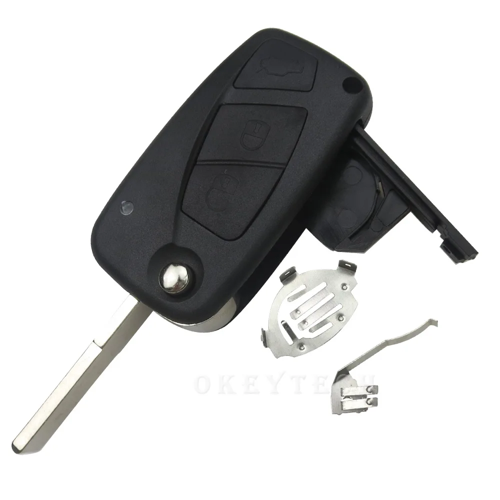 

OkeyTech 10pcs/lot For FIAT 500 Punto Ducato Stilo Panda Doblo Bravo 3 Button Uncut Blade Remote Flip Key Blank Cover Case Shell