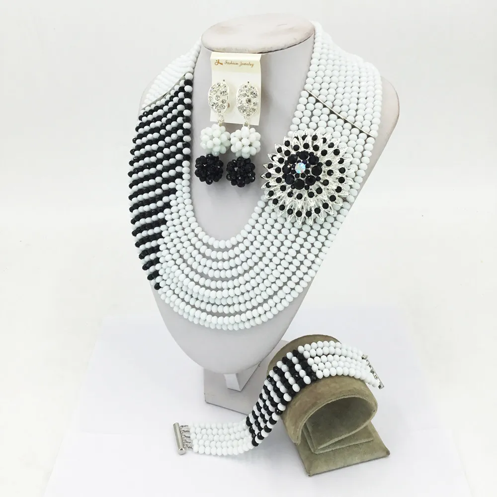Комплект свадебных украшений с кристаллами набор белого и черного цвета