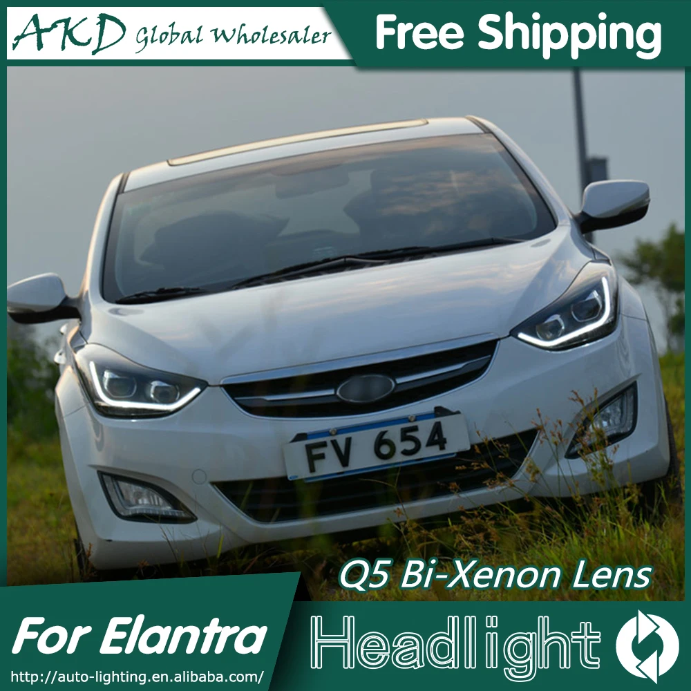 AKD автомобильный Стайлинг для фары для автомобиля Hyundai Elantra Elantra MD светодиодный фонарь DRL Q5 Bi Xenon объектив Высокий Низкий луч парковка противотуманная фара