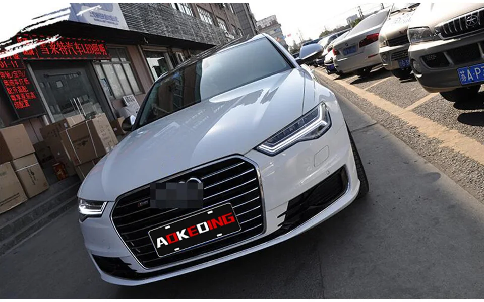 AKD Тюнинг автомобилей фары для Audi A6 2012- светодиодные фары DRL ходовые огни биксеноновые фары Противотуманные фары с ангельскими глазками авто уровень