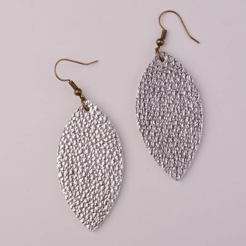 Rainbery New Cutting Leaf Feather Earrings PU Leather Sequins Looking Various MultiColors Bohemia Water Drop Dangle Earring | Украшения и