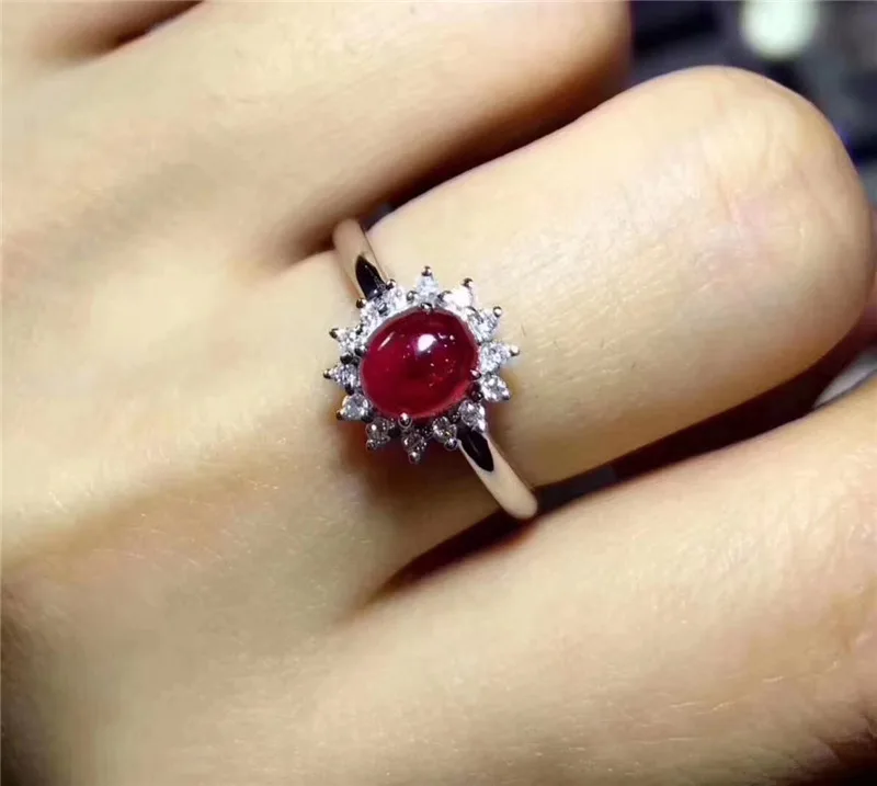 Procogem классические кольца с натуральным красным Рубином 1Ct 5x7 мм овальные подлинные драгоценные камни для женщин ювелирные украшения 925 пробы серебро#363