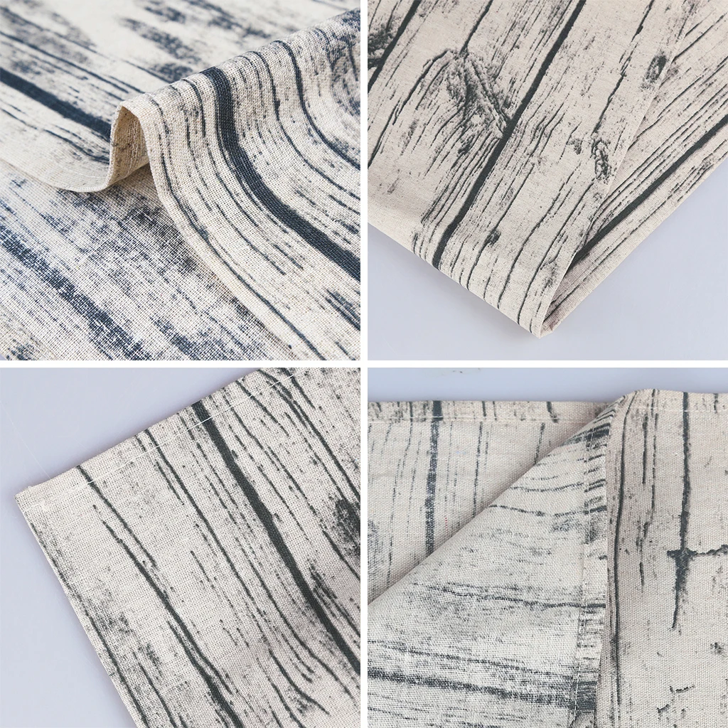 Скатерть из хлопковой и льняной ткани в стиле ретро с натуральным деревянным