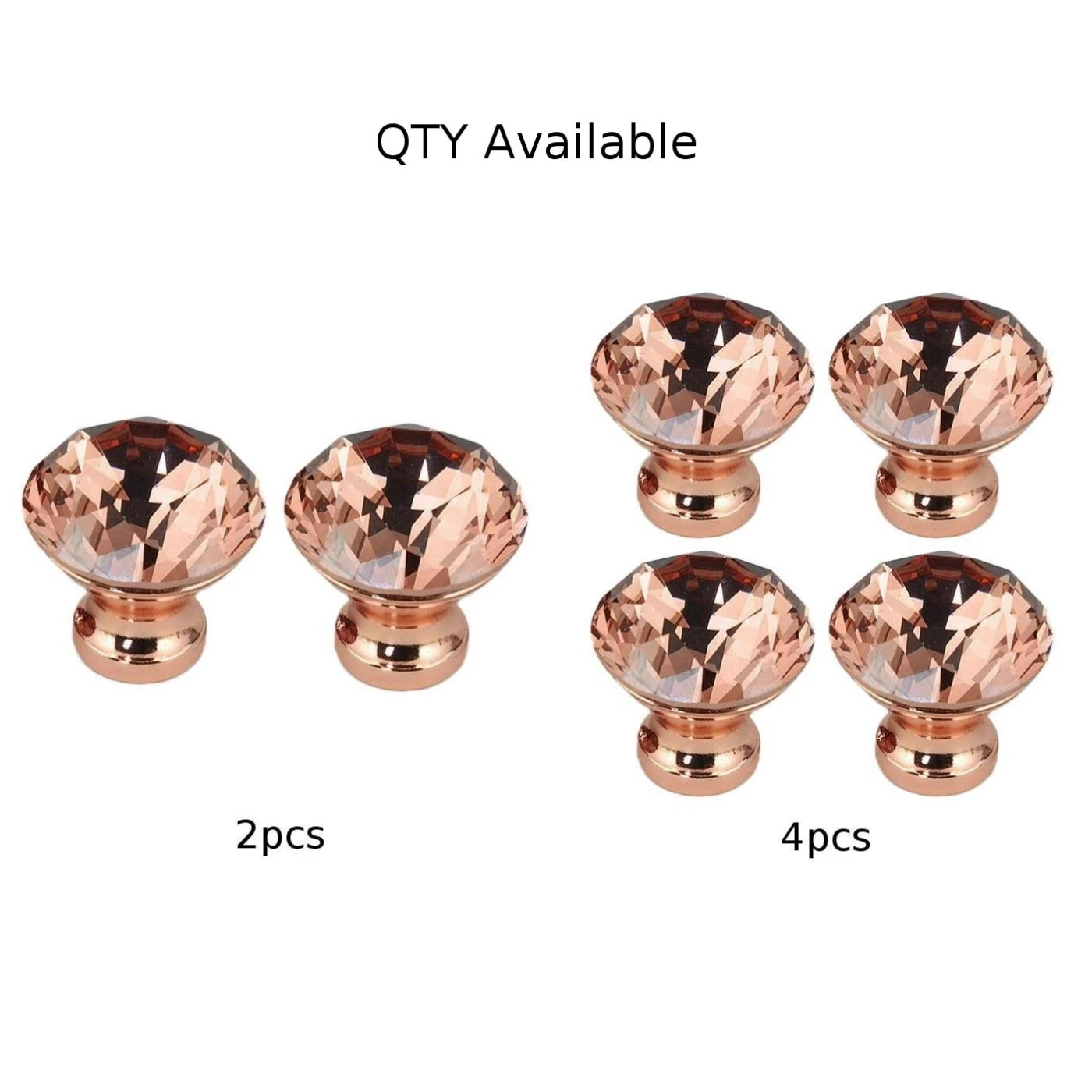 2 PCS / 4 Rose Gold DIY Unique Color Pull Handle Crystal Cabinet Drawer Door Knob 30mm | Обустройство дома
