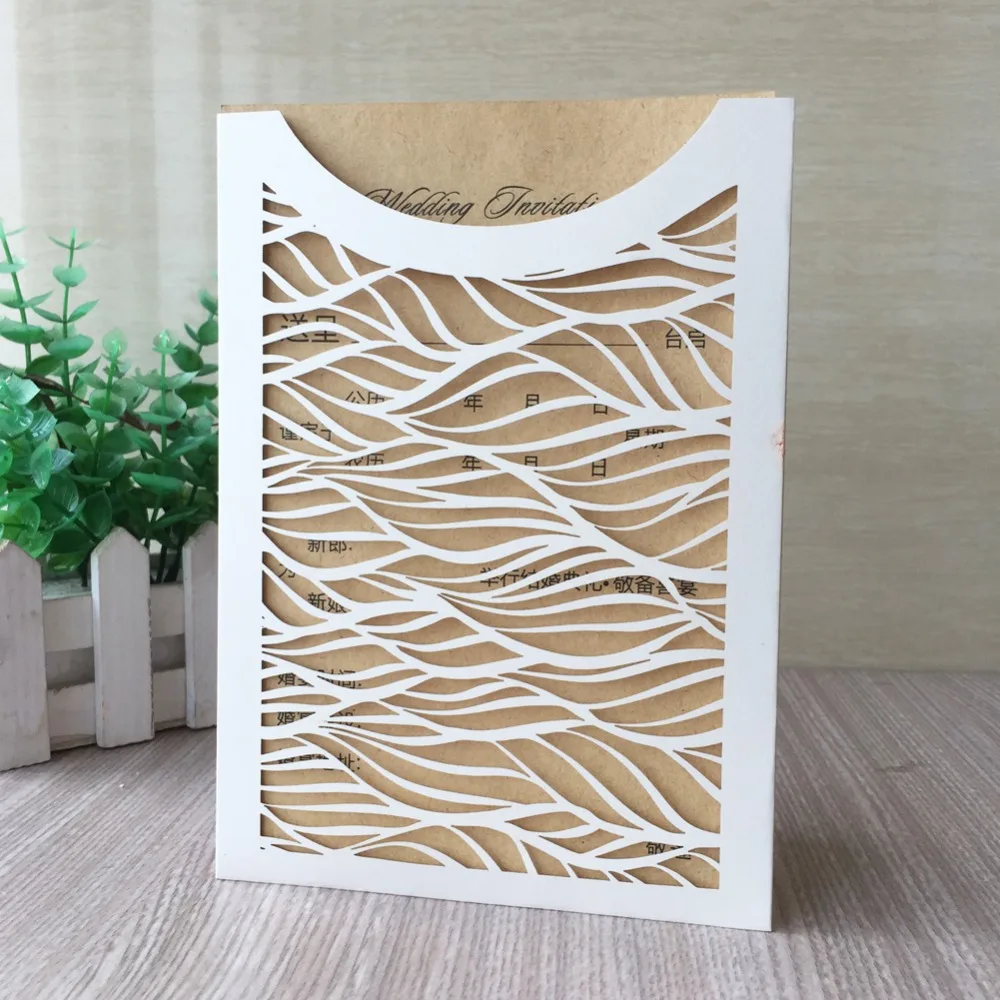 

40pcs/lot Chic Pearl Paper Wedding Invitations Laser Cut Carved Birthday Party Invitations Card Event Party Supplies