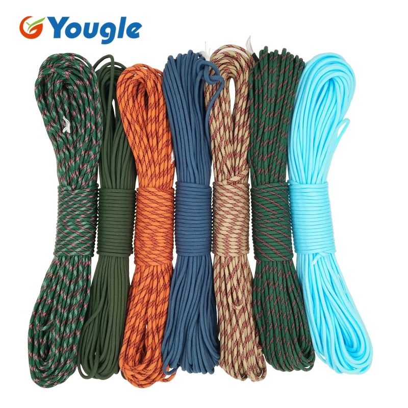 

YOUGLE outdoor camping Paracord Parachute Cord Lanyard Rope Mil Spec Type III 7 StrandS 100FT tent fixed wind rope 123-129