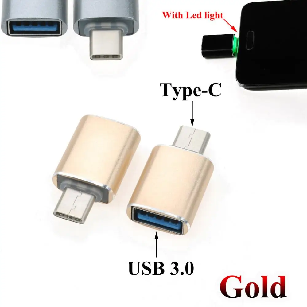 Gold YuXi USB 3,0 OTG на usb type c otg переходник, конвертер для samsung для huawei для Android Phone tablet PC type-c type c - Цвет: Gold