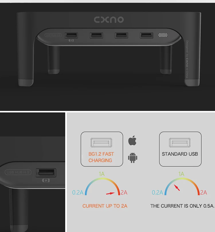 QDIY ЖК-монитор компьютерный Настольный Дисплей Держатель USB Стекло повышенные полки кронштейн для хранения монитор держатель