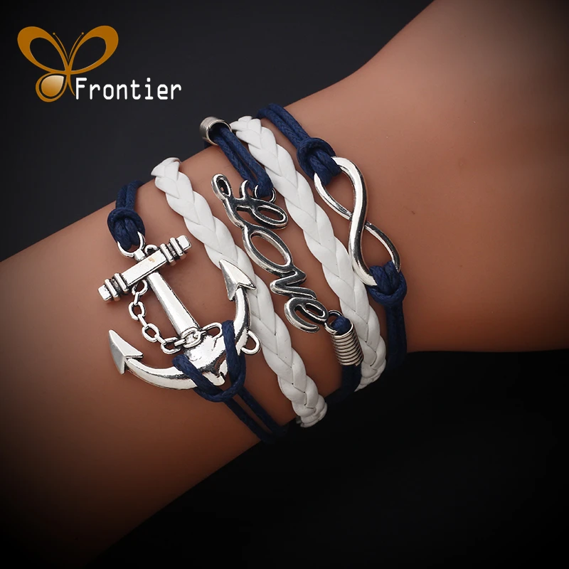 Модные очаровательные ювелирные изделия Кожаные Двойные Многослойные плетеные